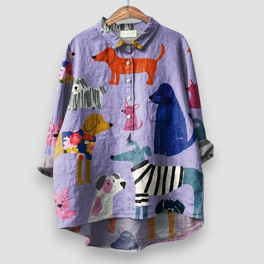 Kathrin | Damesblouse met Hondenprint